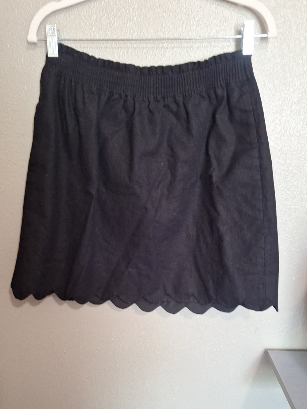 J. Crew Black Scalloped Mini Skirt, Size 10